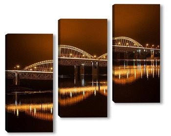 Модульная картина Современный мост через реку