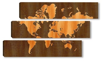 Модульная картина деревянная карта