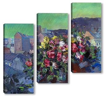 Модульная картина Цветы у города