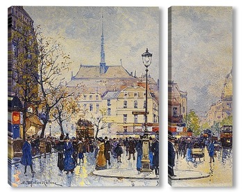 Модульная картина Сцена на парижских улицах