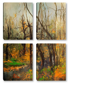 Модульная картина Ручей в весеннем лесу