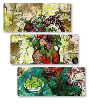Модульная картина Натюрморт со цветами и фруктами