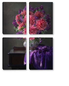Модульная картина Натюрморт с букетом цветов