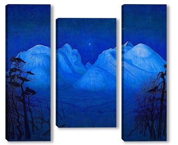 Модульная картина Зимняя ночь в горах