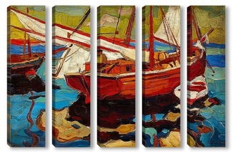 Модульная картина Рыбацкие лодки в гавани