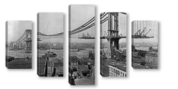 Модульная картина Строительство Манхэттенского моста.