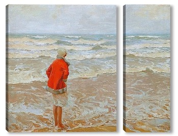 Модульная картина Девушка смотрит на море