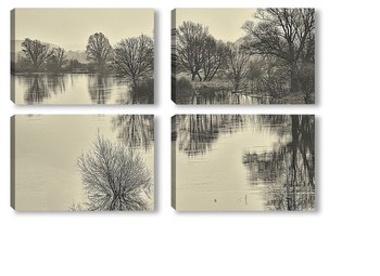 Модульная картина Рассвет на реке
