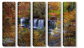 Модульная картина живописный водопад осенью