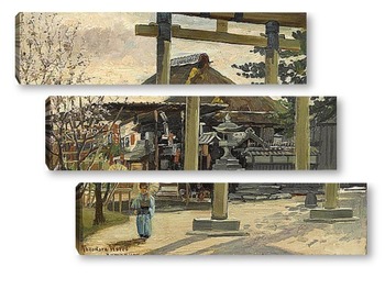 Модульная картина Придорожная таверна, Камакура, Япония, 1895