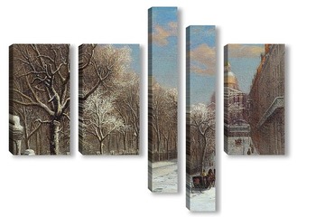 Модульная картина Парк-стрит в зимний период, Бостон