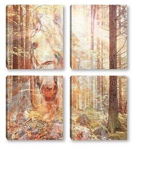Модульная картина Золотой лес