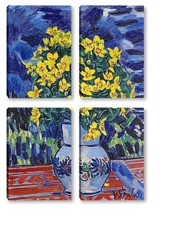 Модульная картина Букет цветов в голубой вазе 