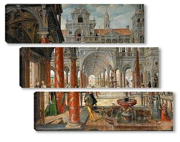 Модульная картина Дворцовая архитектура с дворянами