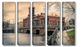 Модульная картина Старо-Калинкин мост в Санкт-Петербурге.
