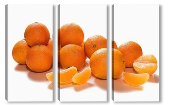  Pile of mandarins with leaf isolated on white background