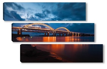 Модульная картина Современный мост через реку