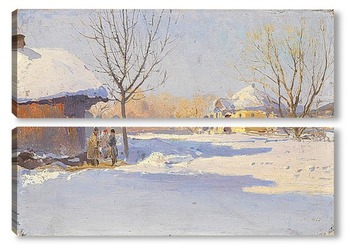 Модульная картина Украинская Деревня зимой