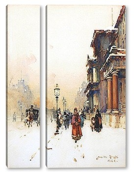 Модульная картина Улица Квин Стрит, Эдинбург, 1888