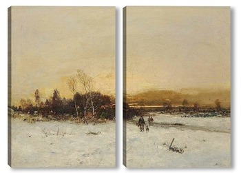 Модульная картина Зимний пейзаж в сумерках