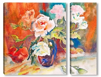 Модульная картина Розы в вазе