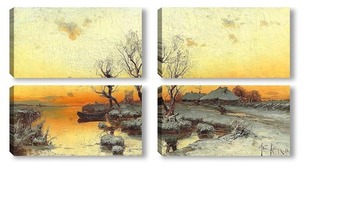 Модульная картина Закат над болотом