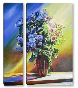 Модульная картина Натюрморт с голубыми розами