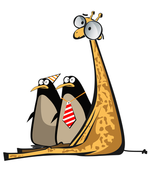 Наклейка Жирафа и пингвины