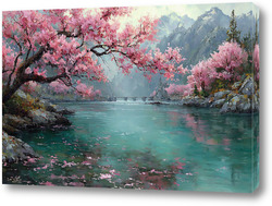   Картина Сакура над водой