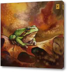    Акварель "Лягушка и осень"