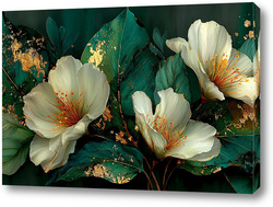    Белые цветы на изумрудных листьях