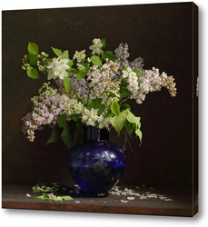   Постер Букет сирени в синей вазе