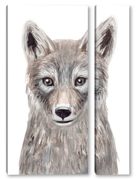 Модульная картина Волчонок, серия "Лесные животные"