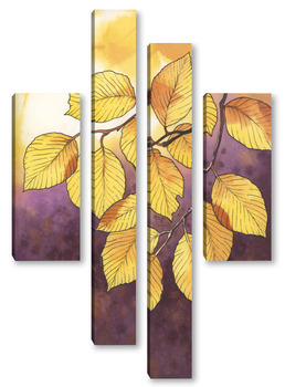 Модульная картина Акварель "Осенние листья"