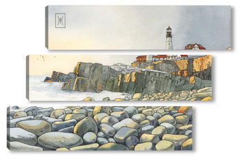 Модульная картина Акварель "Маяк"