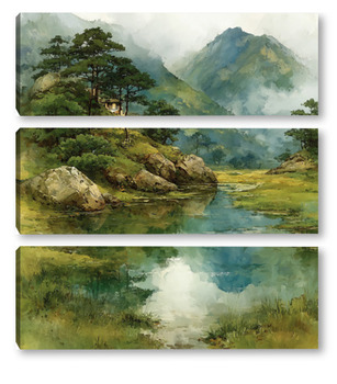Модульная картина Горная долина