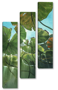 Модульная картина Акварель "Кувшинки"