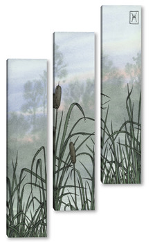 Модульная картина Акварель "Рогоз"