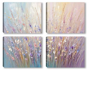 Модульная картина Цветы абстракция 