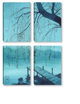 Модульная картина Акварель "Ива"