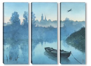 Модульная картина Акварель "Лодка"