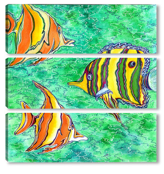 Модульная картина Пёстрые рыбки