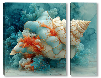 Модульная картина Раковина и кораллы