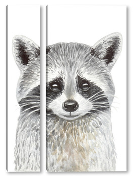 Модульная картина Енотик, серия "Лесные животные"