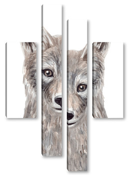 Модульная картина Волчонок, серия "Лесные животные"