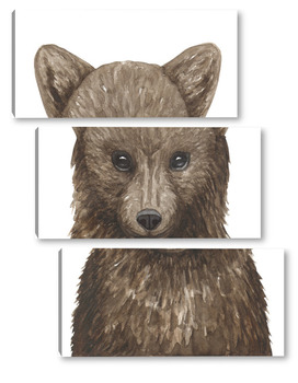 Модульная картина Медвежонок, серия "Лесные животные"