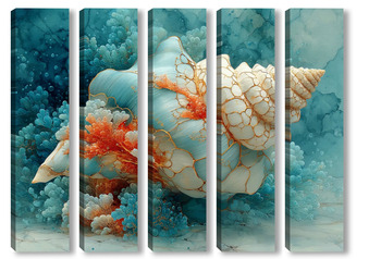 Модульная картина Раковина и кораллы