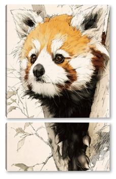 Модульная картина Красная панда