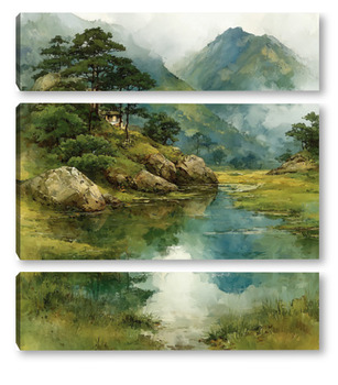 Модульная картина Горная долина