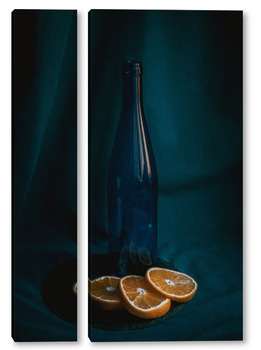 Модульная картина синяя бутылка